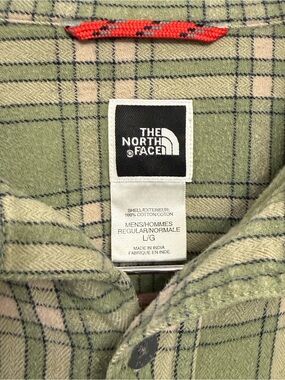 The North Face Olive Green Plaid Flannel Shirt